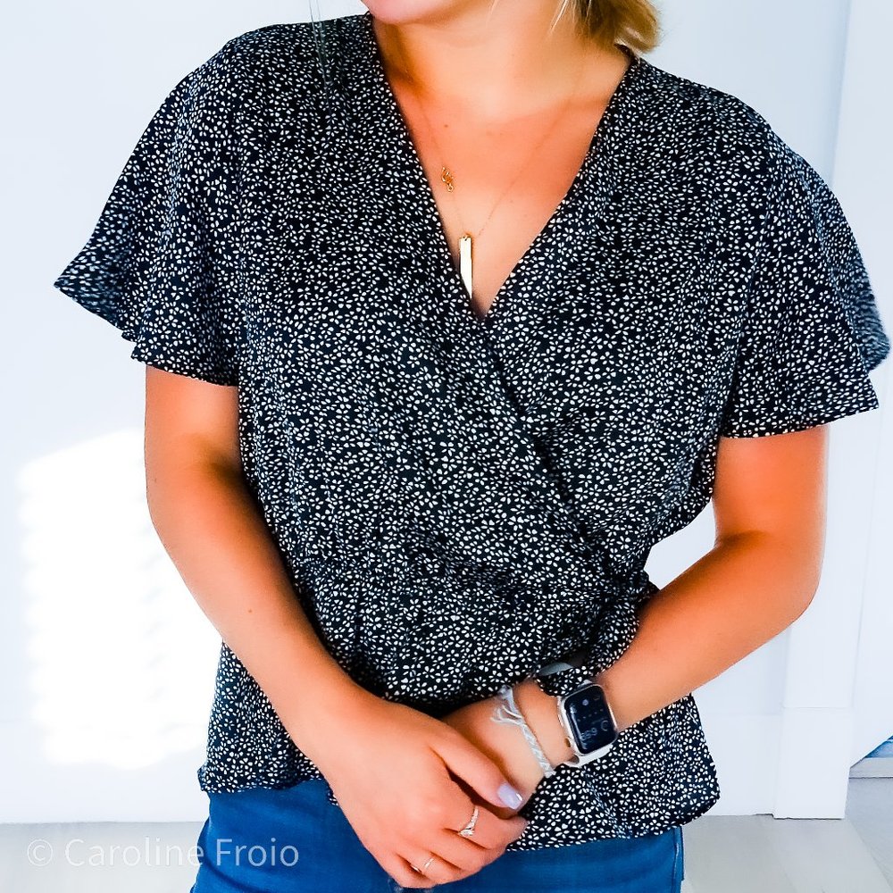 Blush Side Tie Blue Blouse M